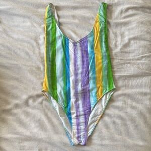 Colorful Striped One-Piece Swimsuit